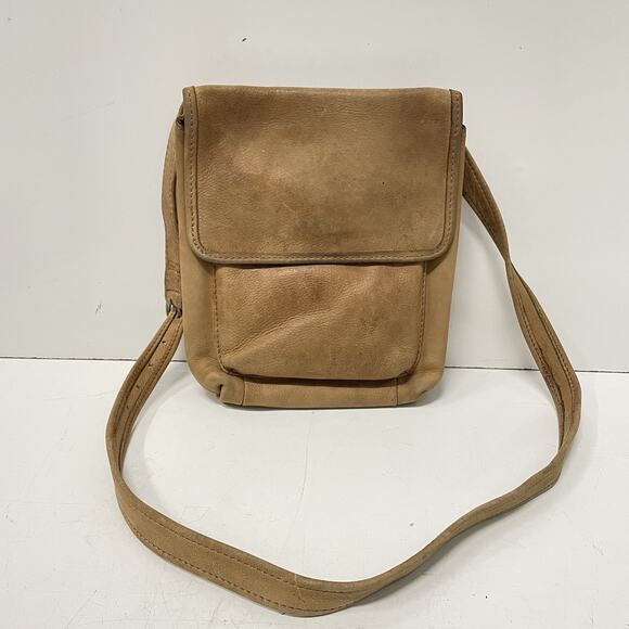 Vintage Fossil Crossbody/Shoulder Bag Tan Genuine Leather Retro 9”x8” Outdoors - Picture 1 of 11